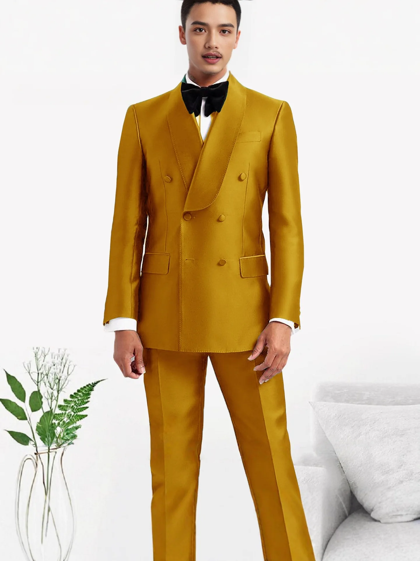 

Temperament Satin fashion show suit, men's two-piece suit, ideal for stage performances, concerts and formal occasions.