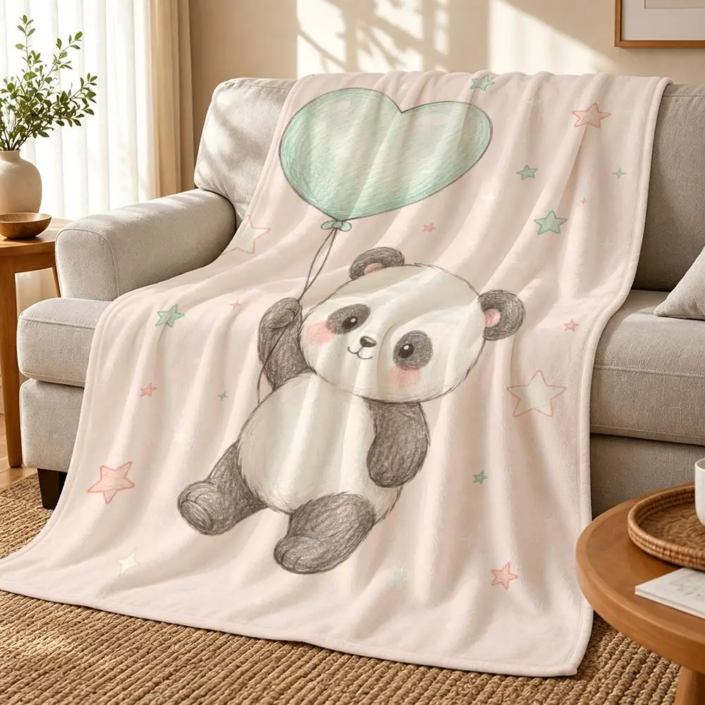 Cute Fun Pastel Heart Animals Throw Blanket for Home Bedroom Bed Sofa Children's Soft Blanket Cute