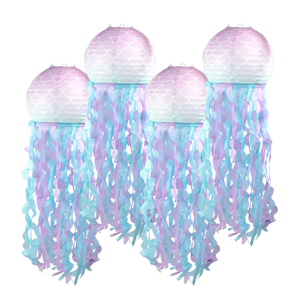 Gradient Jelly Fish Paper Lanterns Hanging Lantern for little Mermaid Theme Under The Sea Ocean Birthday Party wedding Decor