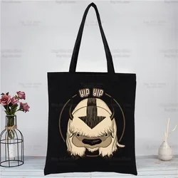 Avatar The Last Airbender Black Handbags Canvas Tote Bag Shopping Water Earth Fire Air Shoulder Shopper Bags bolsas de tela