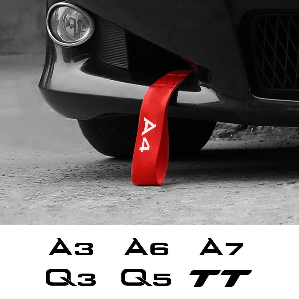 Car Trailer Tow Rope Decor Grille Strap Strip For Audi A4 B9 B8 B7 A3 8P 8V 8L A6 C6 C7 A5 A7 A1 A8 Q3 Q5 Q7 Q8 TT Accessories