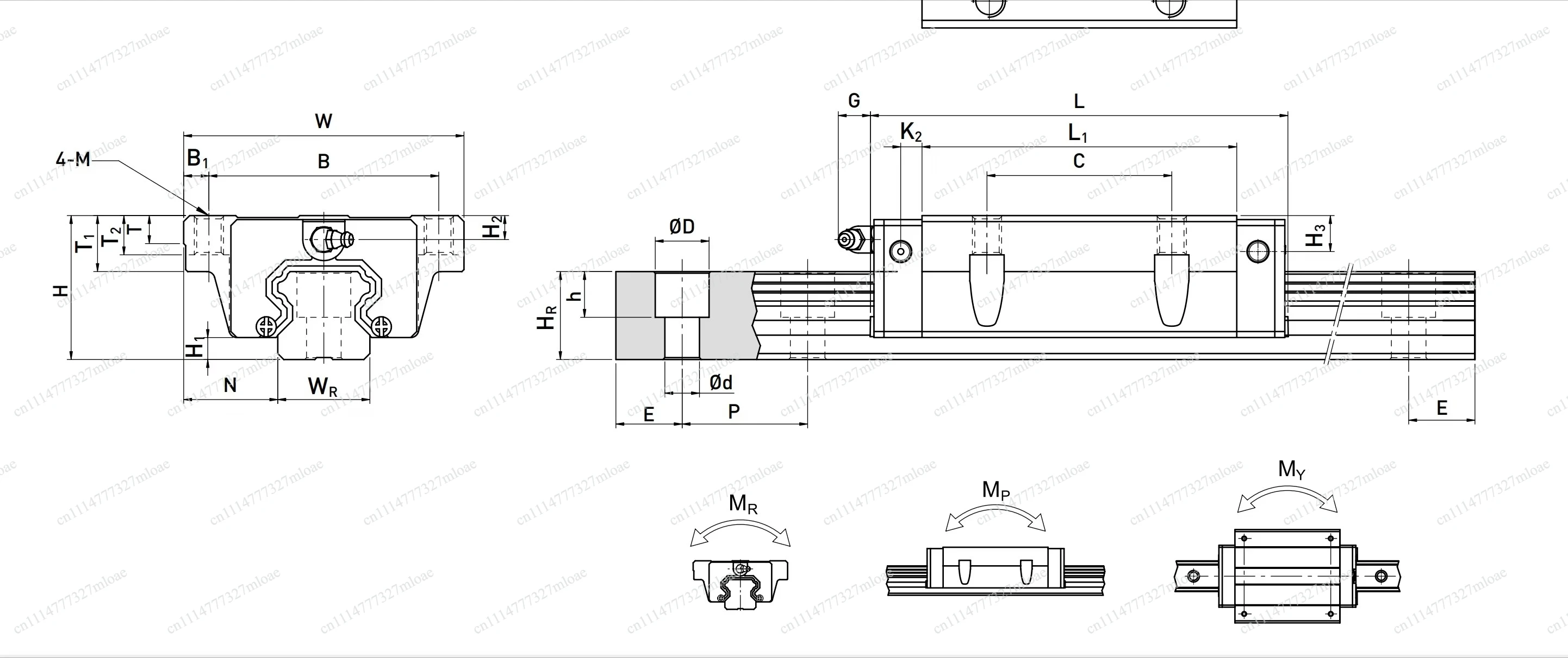Numerical control linear guide slider and linear bearing housing HGW15CC/HGW20CC/HGW25CC/HGW30CC/HGW35CC/HGW45/HGW55