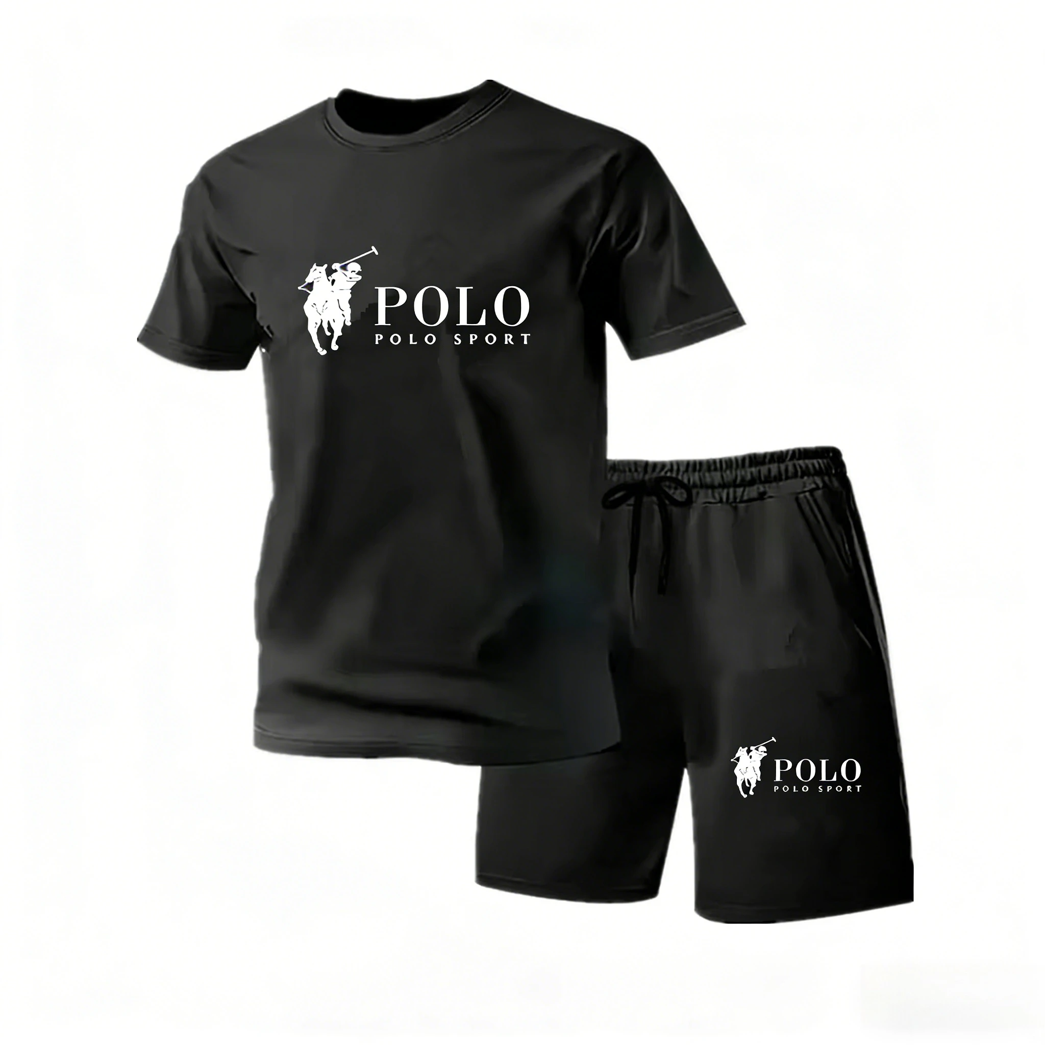 

Men's round neck sportswear and jogging pants set for spring and summer fashion outdoor fitness and leisure