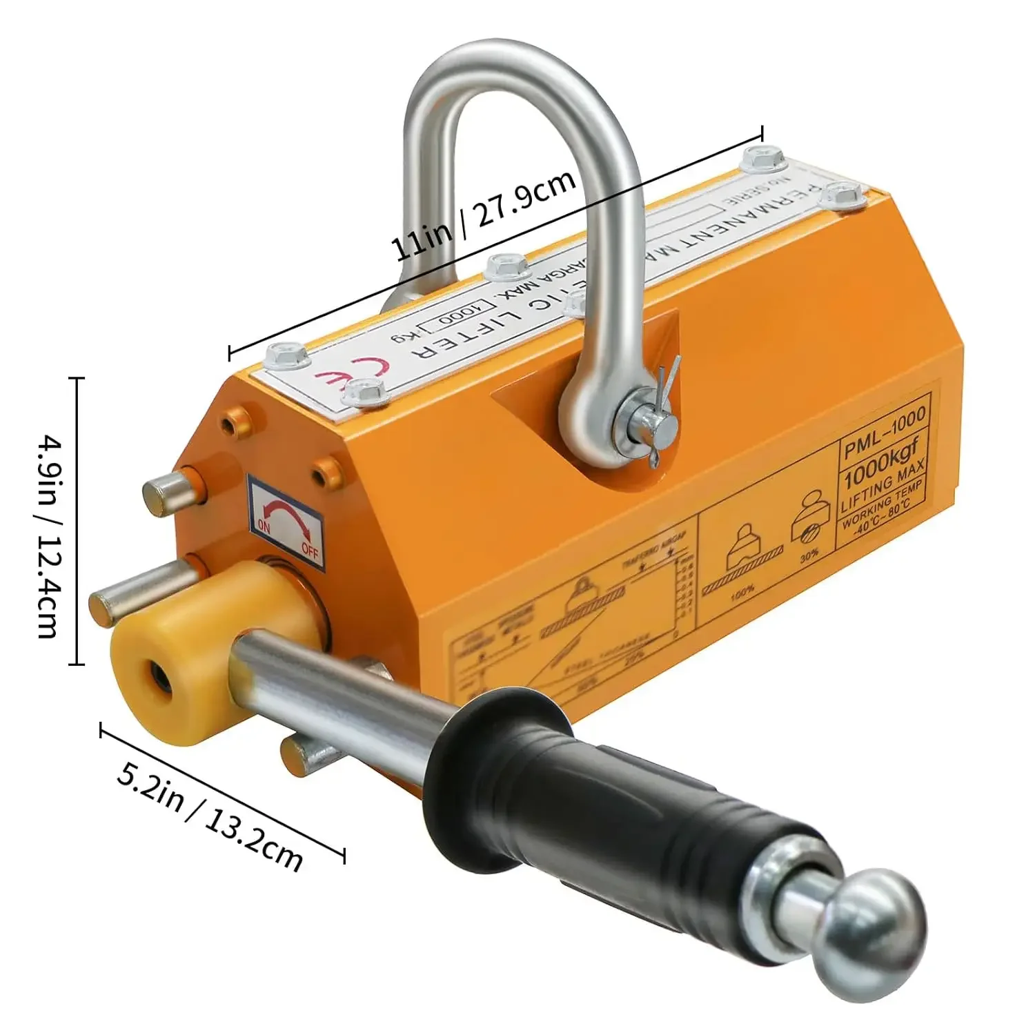 Magnetic Lifter, 2200Lbs Permanent Lift Magnets with Release, 1000KG Lifting Magnet with Strong Neodymium Magnets, Used in Shop