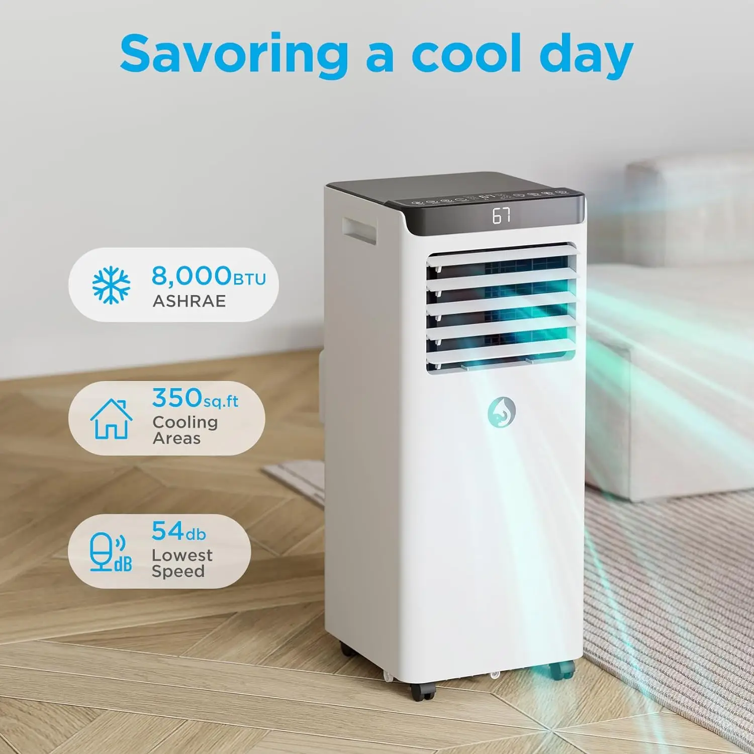 8,000 BTU Portable Air Conditioner for Large Room up to 300 Sq. Ft 3 in 1 Portable AC with Remote Control Window Installation