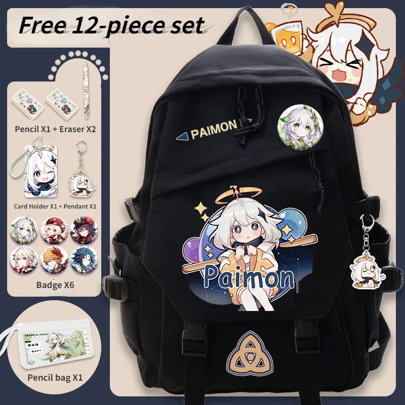 Genshin Impact Backpack Anime Cosplay Students School Bag Backpack Klee Cartoon Bookbag Laptop Travel Rucksack Boys Girls Gifts