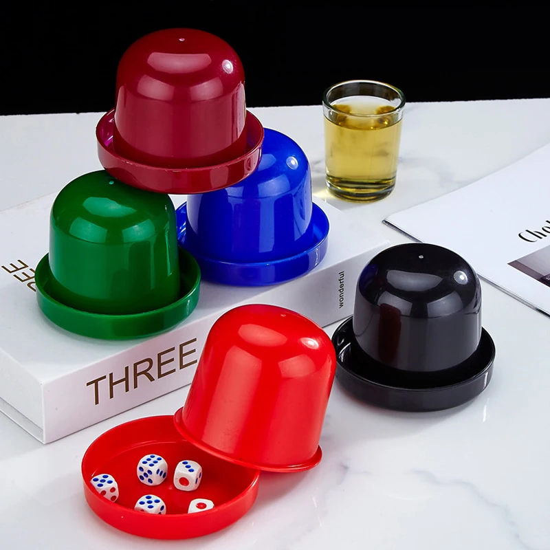 1 Set Hand Cranked Dices Thick Dice Cup Roller Dices Drinking And Entertainment Swindle Cup With 5 Dices For KTV Pub Bar