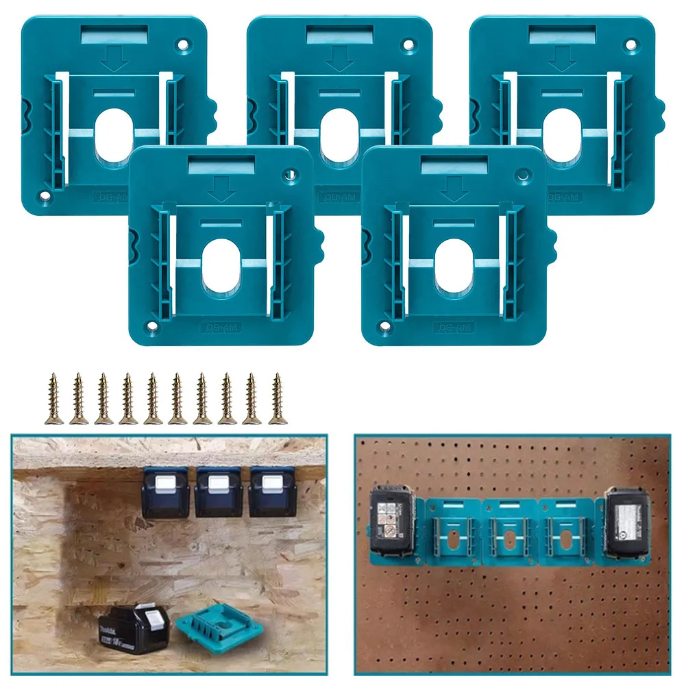 5 Pack Blue ABS Tool Holder Wall Mount Bracket For 18V BL1860 For Battery Storage Rack Organizer Garage Workshop Shelf Accessori