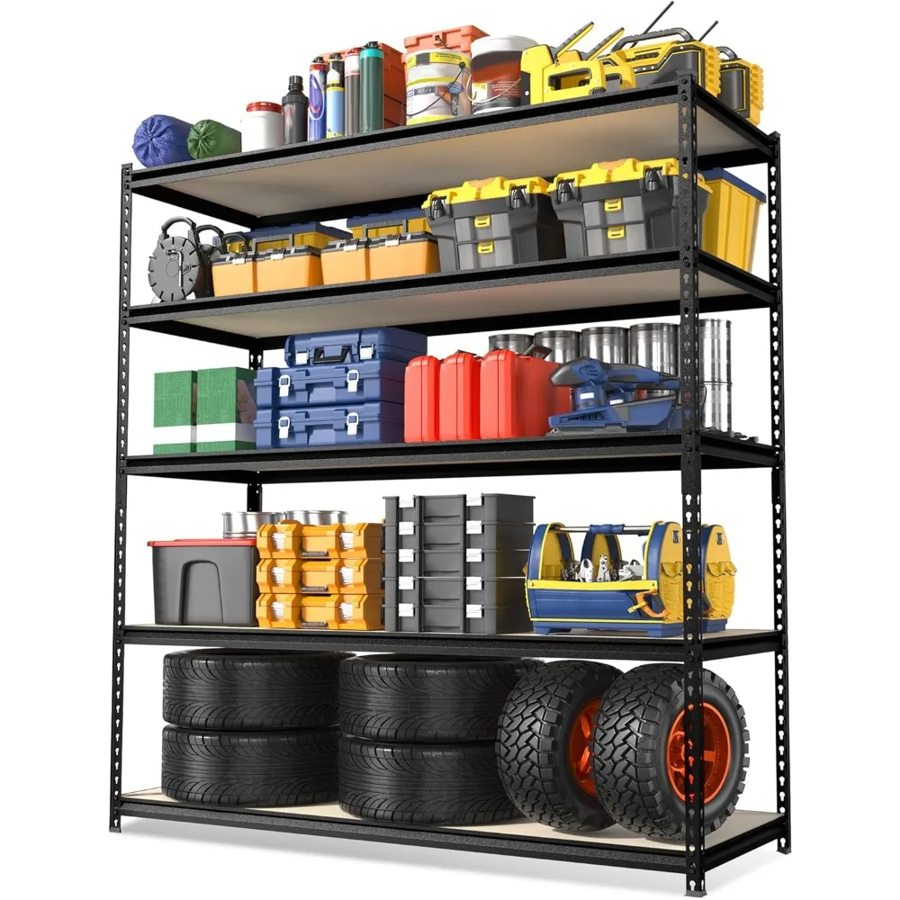 

5-Tier Metal Garage Shelving, 48”W x 24”D x 72”H, Adjustable Storage Rack, Heavy Duty Shelf with Particle Board, 2500 lbs Load
