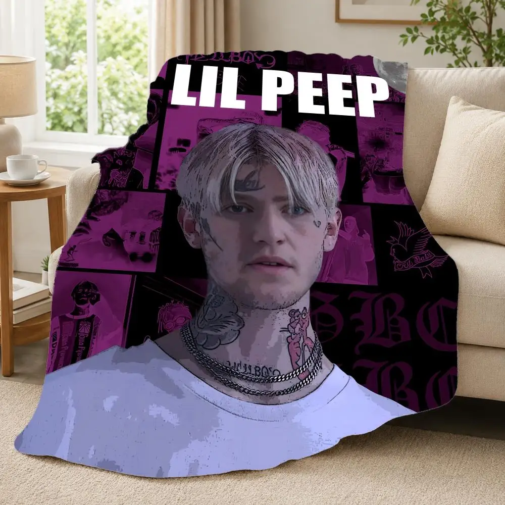 Rapper L-Lil Peep Throw 240G Lightweight Throw Blanket Soft Cozy Fleece Blanket for Sofa Bed Home Decor