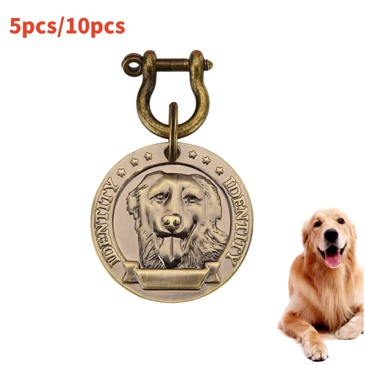 VIP 5PCS/10PCS Customizable Engraved Pets ID Tag for Dog Cat Bronze Nameplate Tags Personalized  Address Dogs Collar ID Pendant