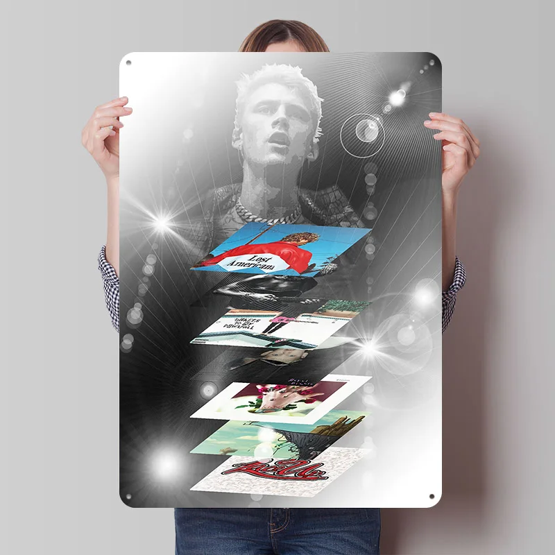 Machine Gun Kelly Printing Poster Customized Retro Wall Art Vintage Metal Signs for Interior Accessories Home Decorations House