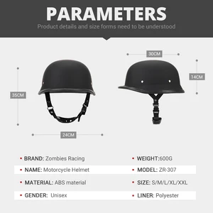 الألمانية خمر الجلود دراجة نارية نصف خوذة ، خوذة الوجه المفتوح ، رايدر راكب الدراجة النارية ، شهادة DOT ، S-XXL أفضل 8 خوذة طيار قتالي مبيعا - رقم 1