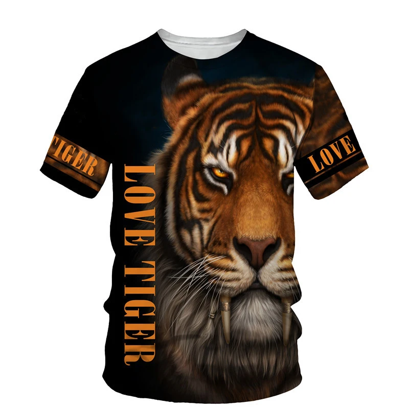 الحيوان النمر ثلاثية الأبعاد طباعة تي شيرت الصيف الرجال النساء موضة عادية الشارع الشهير المتضخم قصيرة الأكمام تي شيرت الذكور تيز القمم الملابس