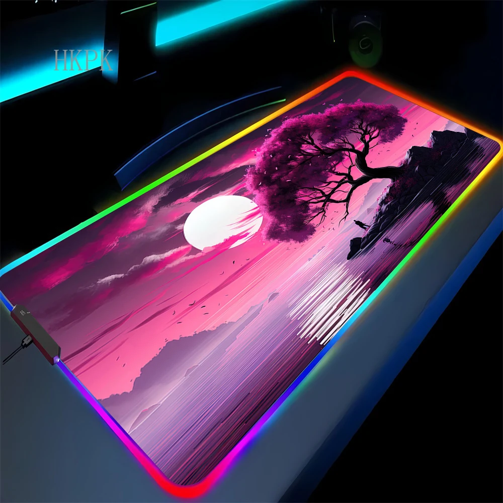 

Розовый коврик для мыши Sakura Xxl Speed Landscape Atk Коврик для мыши Rgb Pc Аксессуар Коврик для компьютерного стола Большой игровой коврик Memo Pads Люминесцентный