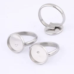10pcs Stainless Steel Adjustable 12mm Cabochon Ring Base Settings Diy Fingerring Bezel Blanks For Jewelry Making Supplies