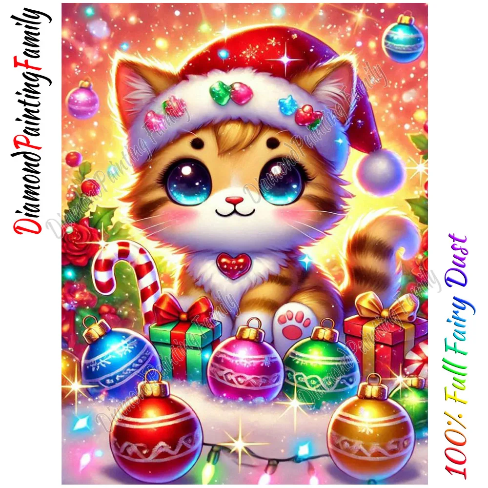 Diamond Painting Family Full Fairy Dust Crystal Resin Diamond Dot Arts Christ Cats AB Drill Embroidery Set Mosaic Painting Kits