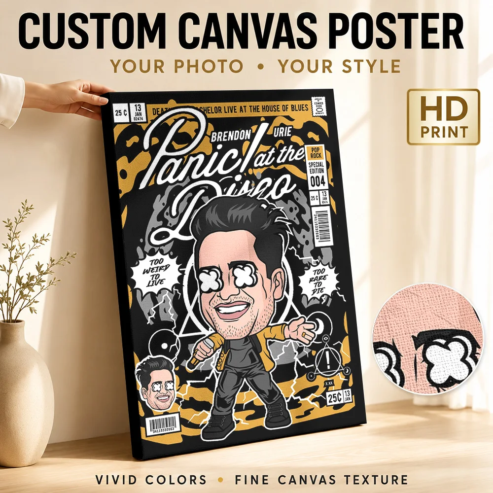 Brendon Urie Panic At The Disco Canvas Print Poster Customized Retro Music Wall Paintings Decoration for Bedroom Ready to Hang