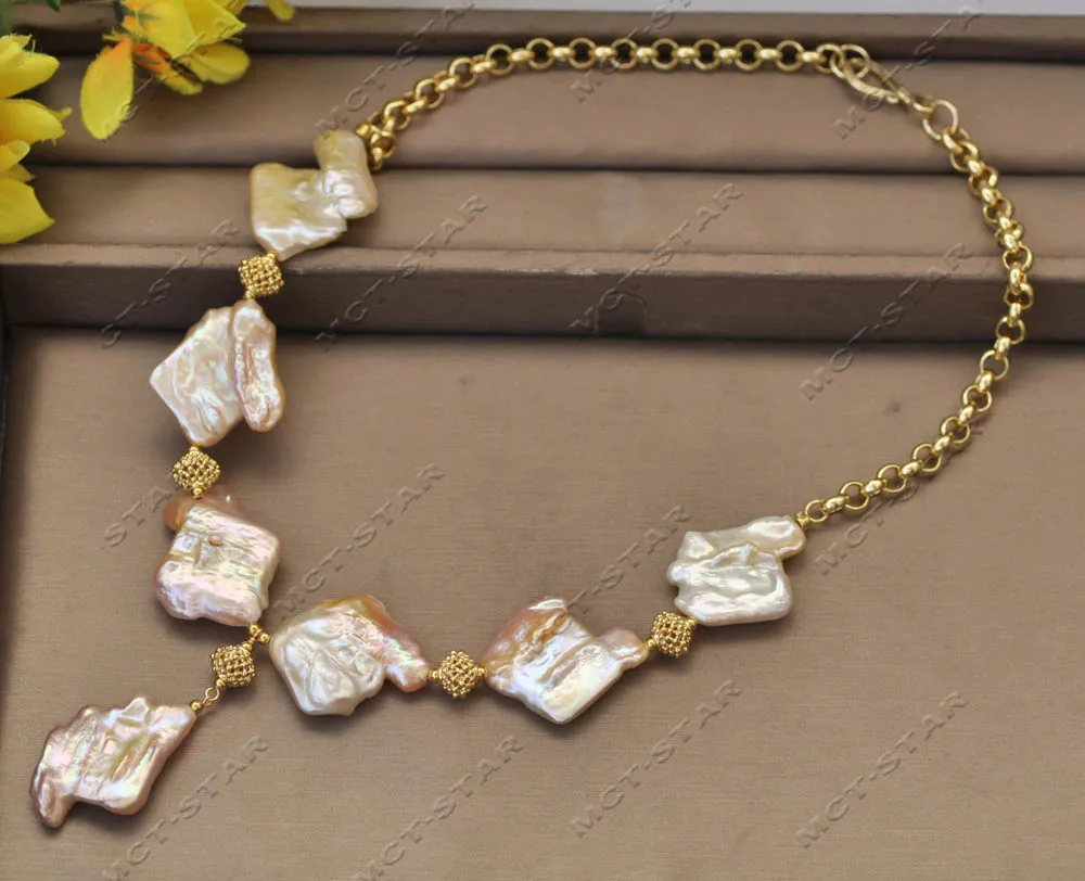 MTC·STAR  Set 33mm Pink Baroque Pearl  Necklace Pendant Bracelet Earring (Z13188 )