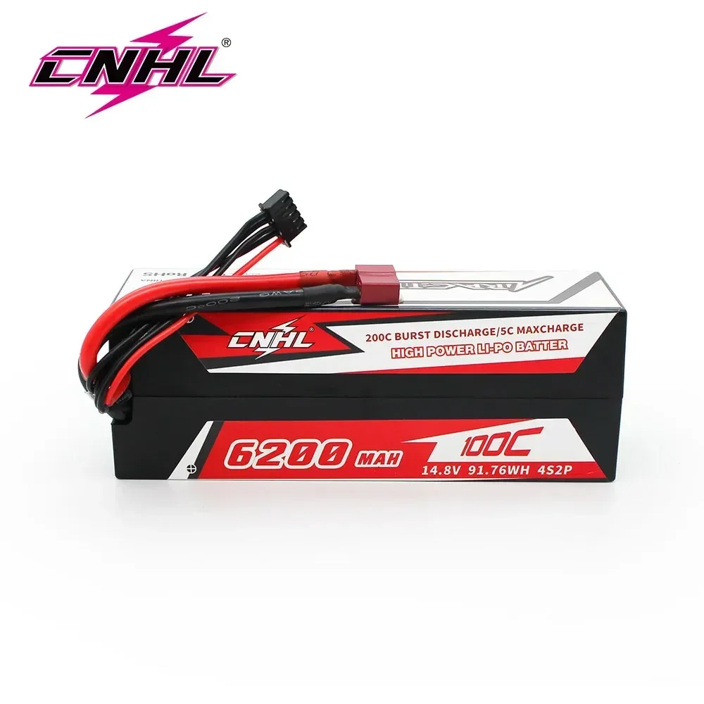 CNHL Li-po 4S 14.8V Ba-ttery 6200mAh 100C Racing Series Hard Case with T Deans Plug for RC Car Boat Evader  Truck Vehicle Buggy