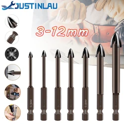 Tungsten Carbide Glass Drill Bit Set Alloy Carbide Point with 4 Cutting Edges Tile & Glass Cross Spear Head Drill Bits