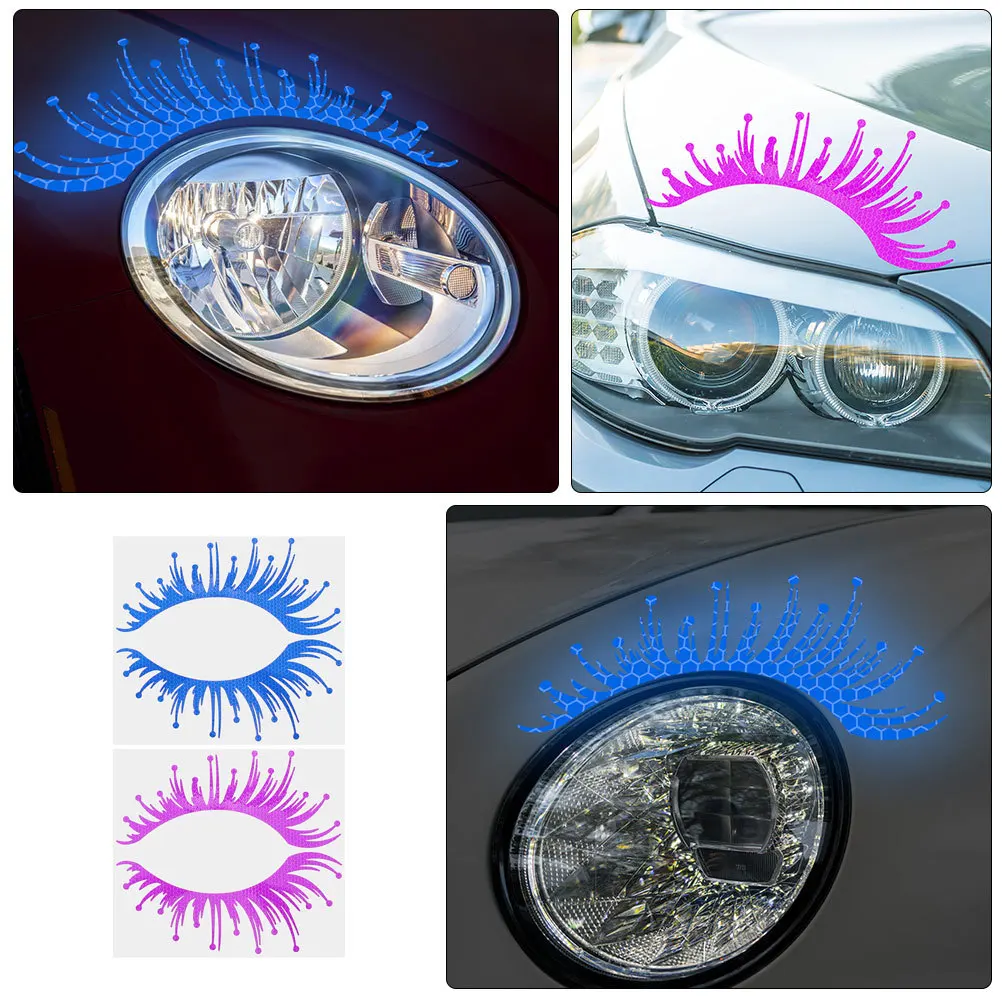 

2Pairs Car Headlight Eyelashes Stickers Waterproof Reflective Eyebrow Decals Car Light Decoration Exterior Lamp Eye Lashes