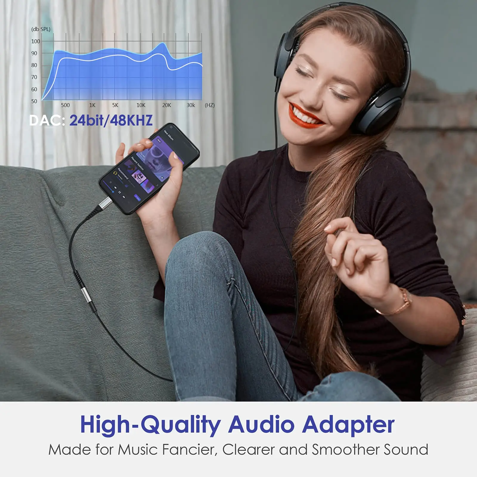 Convertidor de Audio OTG L a conector de auriculares HiFi de 3,5mm adaptador auxiliar de Audio para iPhone 14 13 12 11 Pro Max 12Mini SE 2020 XS XR X 8 7 +