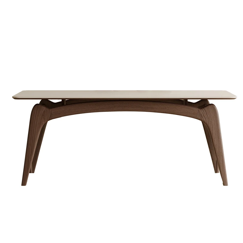 &Modern Simple White Wax Wood Rock Slab DiningTable Waterproof Stable Lightweight Luxury Rectangular Design Floating Living Room