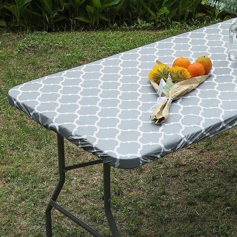 Waterproof Elastic Table Covers Rectangle Table Cloth Fitted Vinyl Tablecloth For Home Party Camping Table Cloth Outdoor