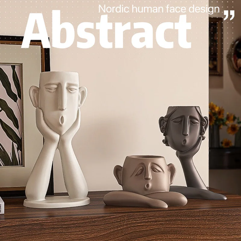 

Creative Abstract Character Family Three Vase Ornament Art Storage Accessories Home Living Room Flower Arrangement Sculpture
