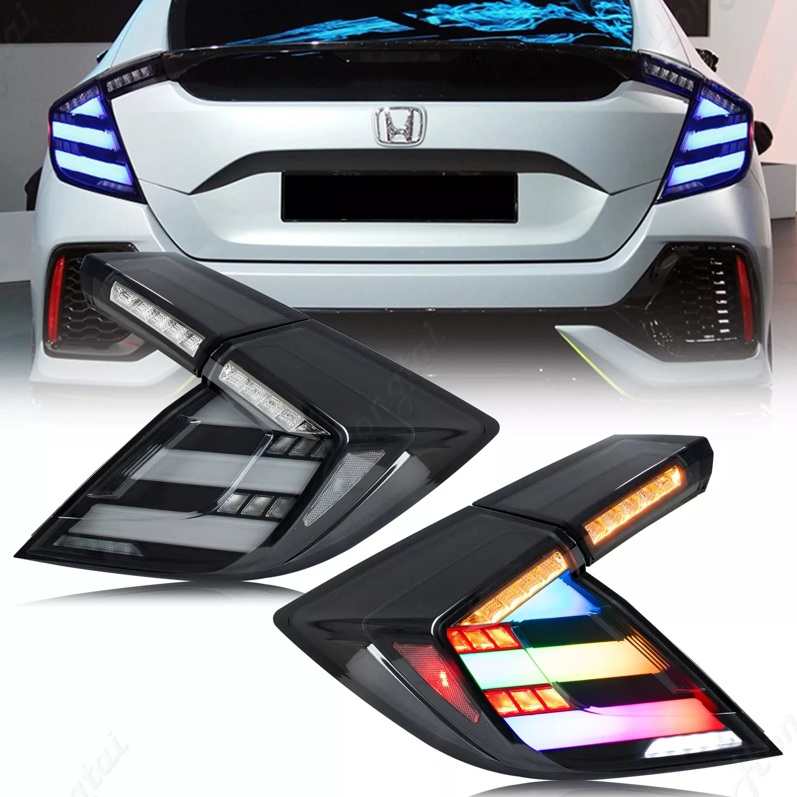 LED Tail light assembly for Honda Civic Hatchback 2016-2021 Taillights,Reverse lights, brake lights, turn signals signal light