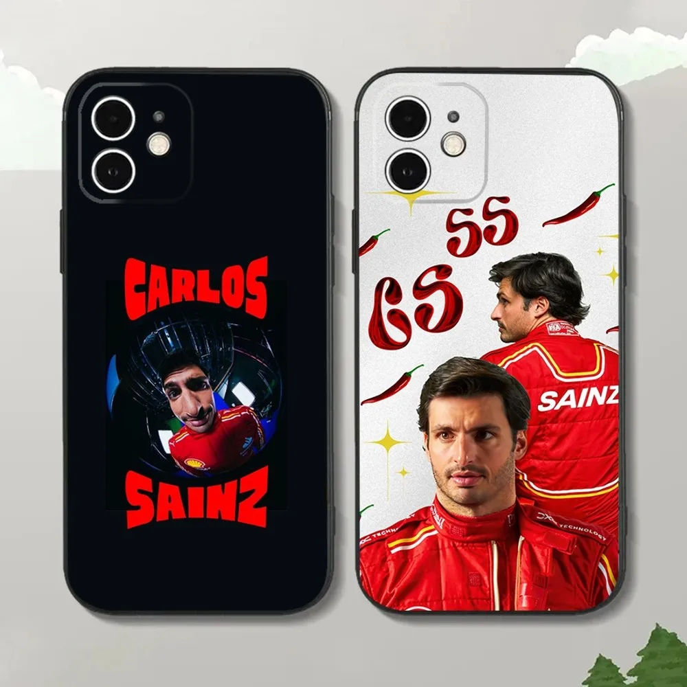 

F1 55 C-Carlos S-Sainz Phone Case For iPhone15,14,13,12 Mini 11 Pro XR,X,XS,MAX 7,8 Plus Silicone Cover Soft Black