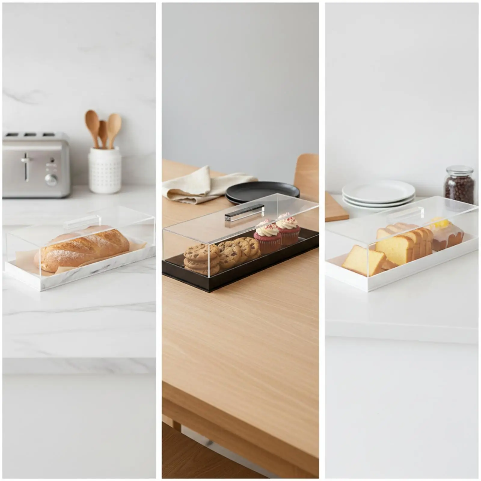 Acrylic Dessert Showcase with Cover Dust Free Cake Display Box for Bakery Countertop Pastry Organizer