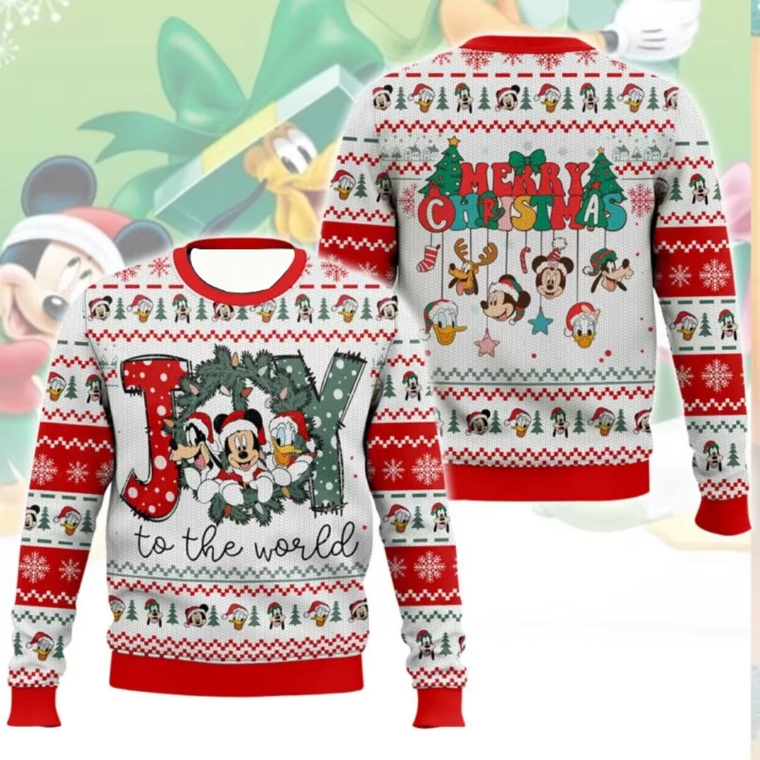 Disney Men's And Women's Mickey Mouse 3D Ugly Christmas Sweater Warm Cozy Holiday Party Pullover Xmas Gift