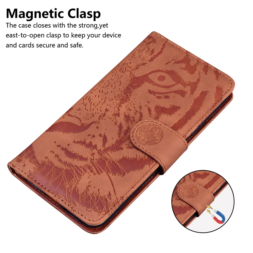 حافظة منقوشة من جلد النمر لهاتف Tecno Pova 6 5 Pro Neo 3 Spark 30C Go 1 G0 2024 20C 20 PRO PLUS 4G غطاء بطاقة المحفظة
