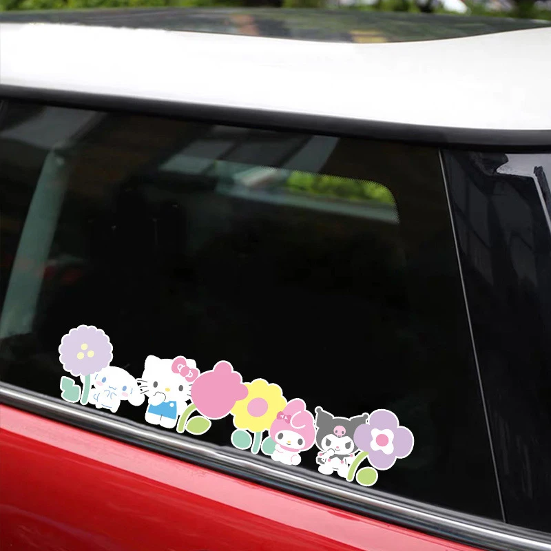 Sanrio Olá Kitty Car Handle Película Protetora, Porta do carro Adesivos, decalque à prova d'água, Decoração do carro Acessórios, Kuromi Melody