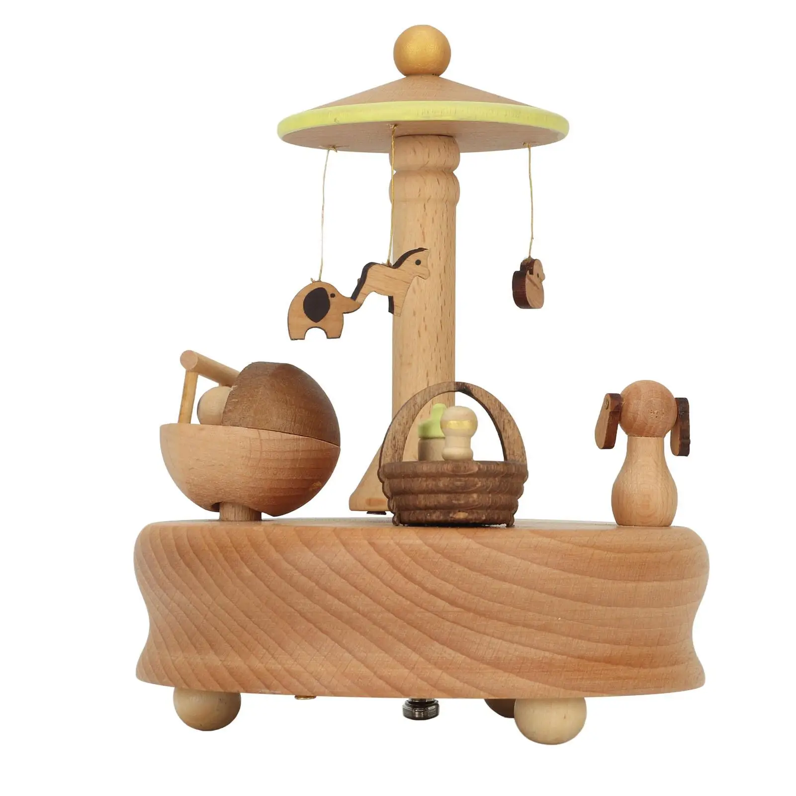 

Handmade Wooden Carousel Music Box Natural Wood Texture Romantic Gift for Valentines Day for elegant Home Decoration