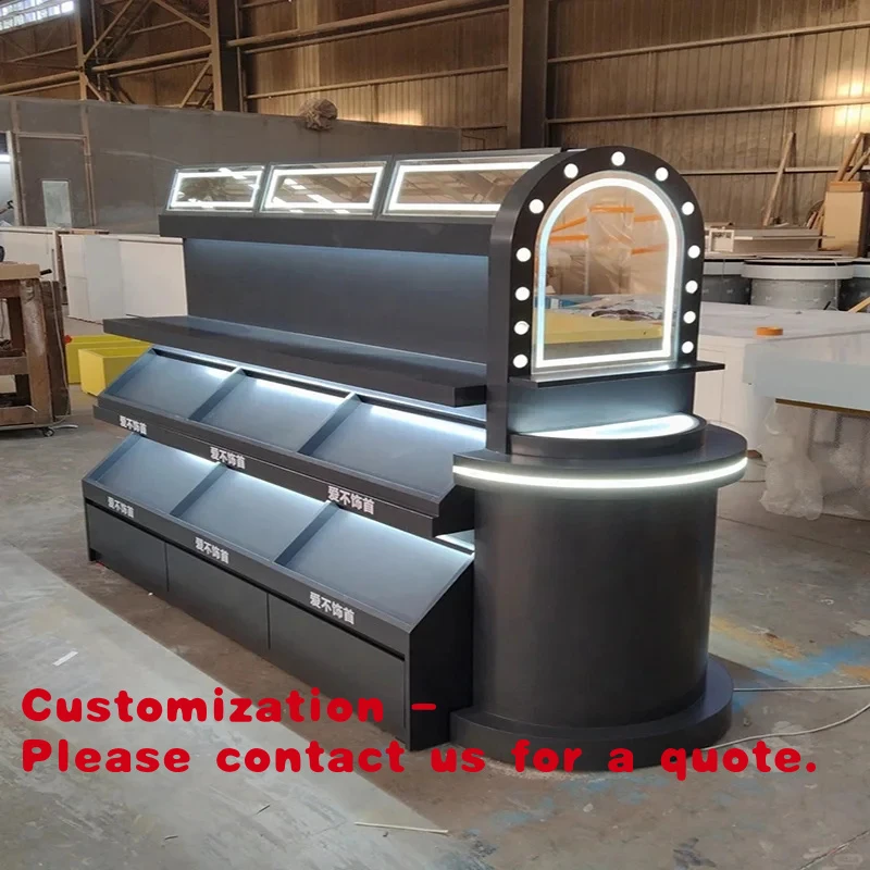 

Customize.Black-Shaped Cosmetic Display Cabinet High-End Cosmetic Display Stand Customizable Size Color Layout