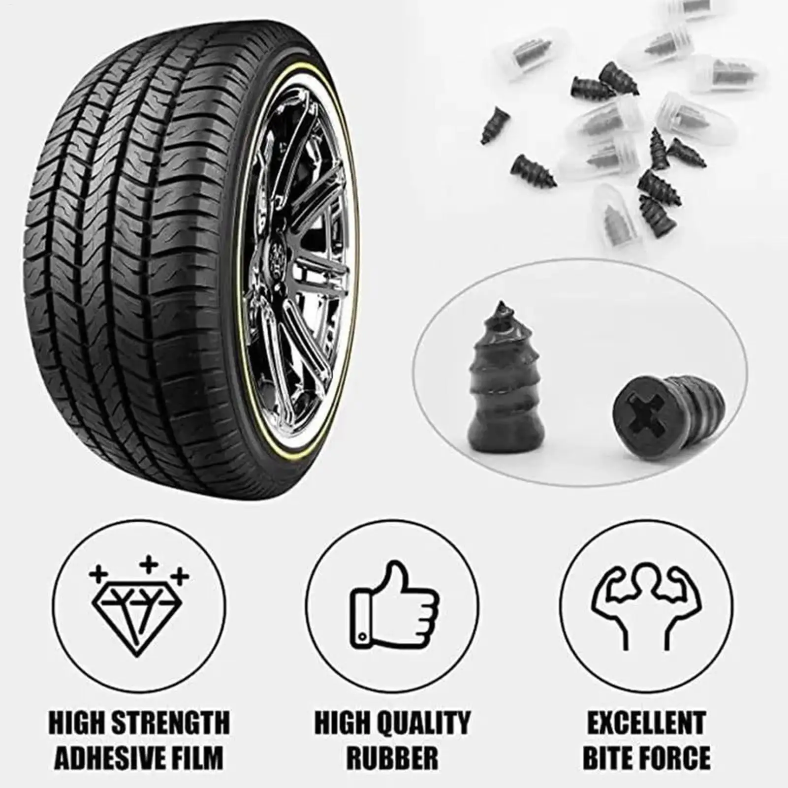 Tire Repair Kit 40 Pieces Tire Repair Plugs Scooter Rubber Nails For Motorcycle Mountain Bike Automotive Scooter Bicycle SUV
