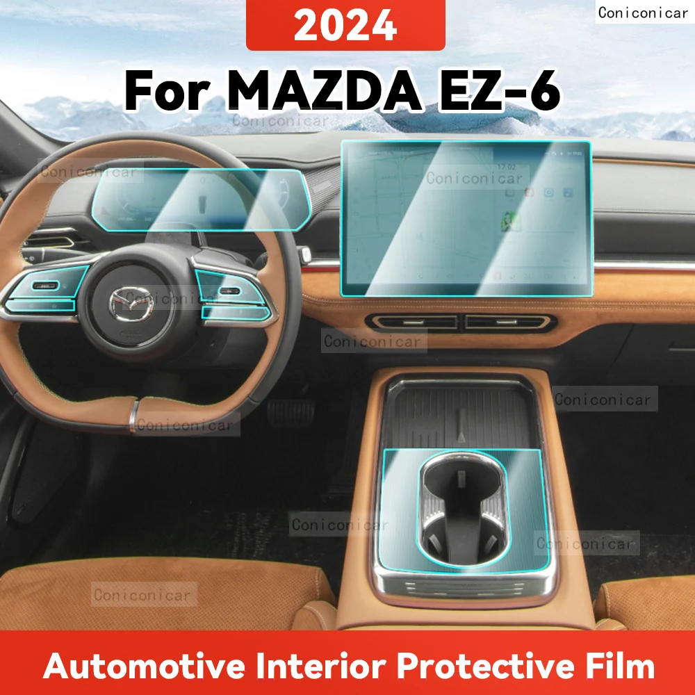 

For MAZDA EZ-6 2024 Auto Transparent TPU Protective Film Car Interior Central Control Navigation Panel Sticker