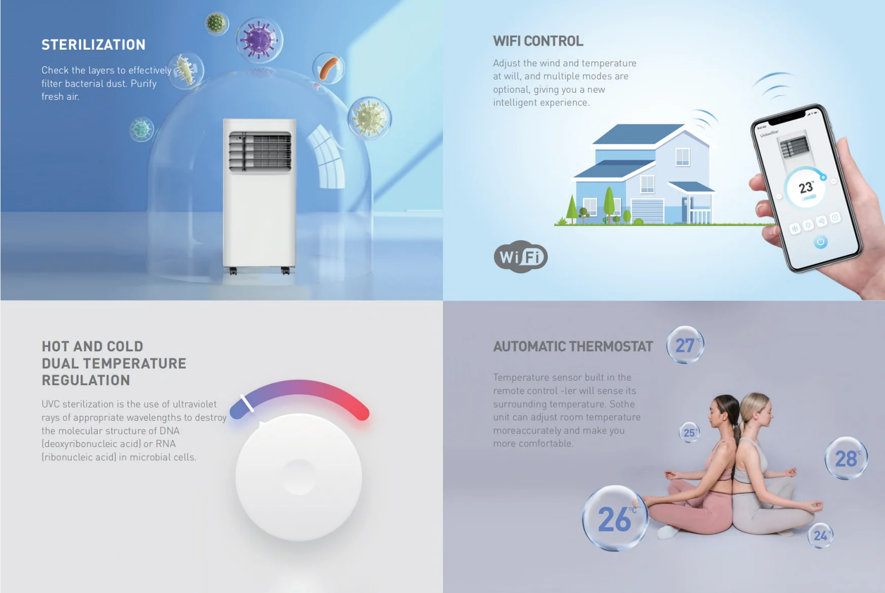 Smart WiFi Portable Air Conditioner 12000BTU, Powerful Mobile AC Cooler with LED Display & Auto Swing, Fast Cooling for Large Ro view 3
