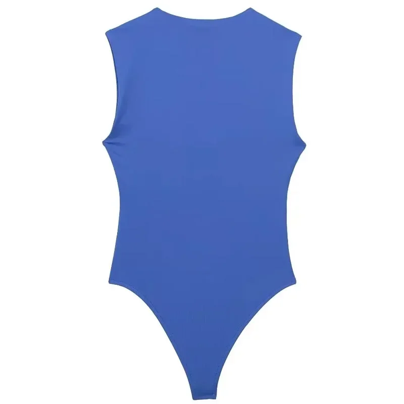 TRAF Women's Bodysuit Spring 2024 Knitted Bodysuits Square Neck Sleeveless High Spandex Bodysuits Elegant And Sexiest Bodysuits