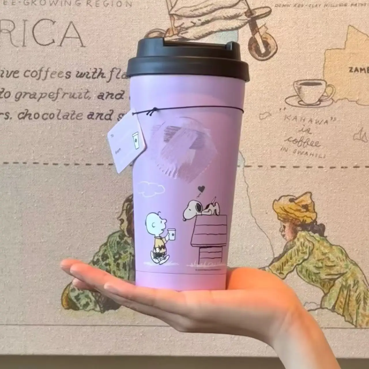 

Anime 2025 Purple Snoopy Stainless Steel Desktop Thermal Cup Coffee Cup Cartoon Boys Girls Drinking Bottle Toy Gifts