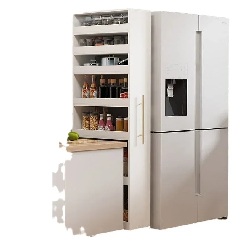 Side cabinet, dining room, refrigerator crack, side pull storage cabinet, table edge gap push-pull mobile corner cabinet