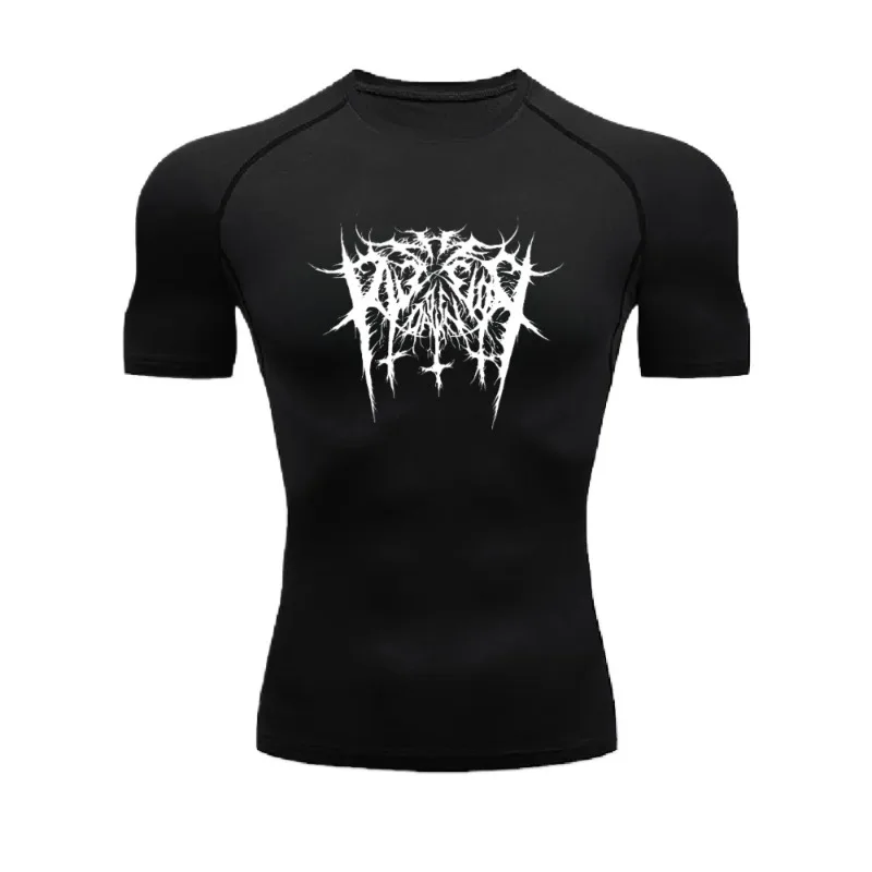 

Мужская компрессионная футболка с коротким рукавом для тренировок, летняя, с узором, влагоотводящая, облегающая, для спортзала, бега, быстросохнущая, дышащая