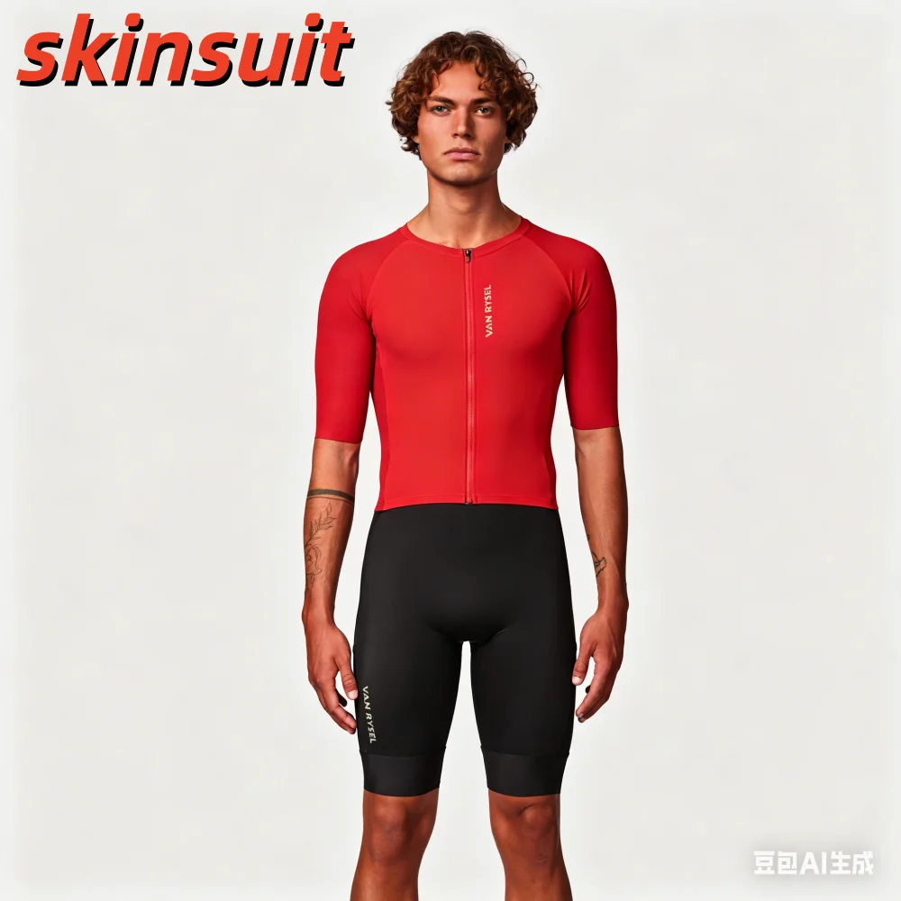 

Летний мужской триатлонный комбинезон с коротким рукавом, эластичный велосипедный костюм для MTB, бега и плавания