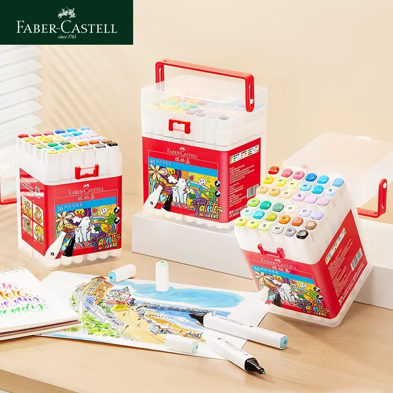 Faber-Castell Double-ended Oily Marker Pen Easy to Color DIY Waterproof  Hand-painted Ceramic/Graffiti 36/48Colors Boxed