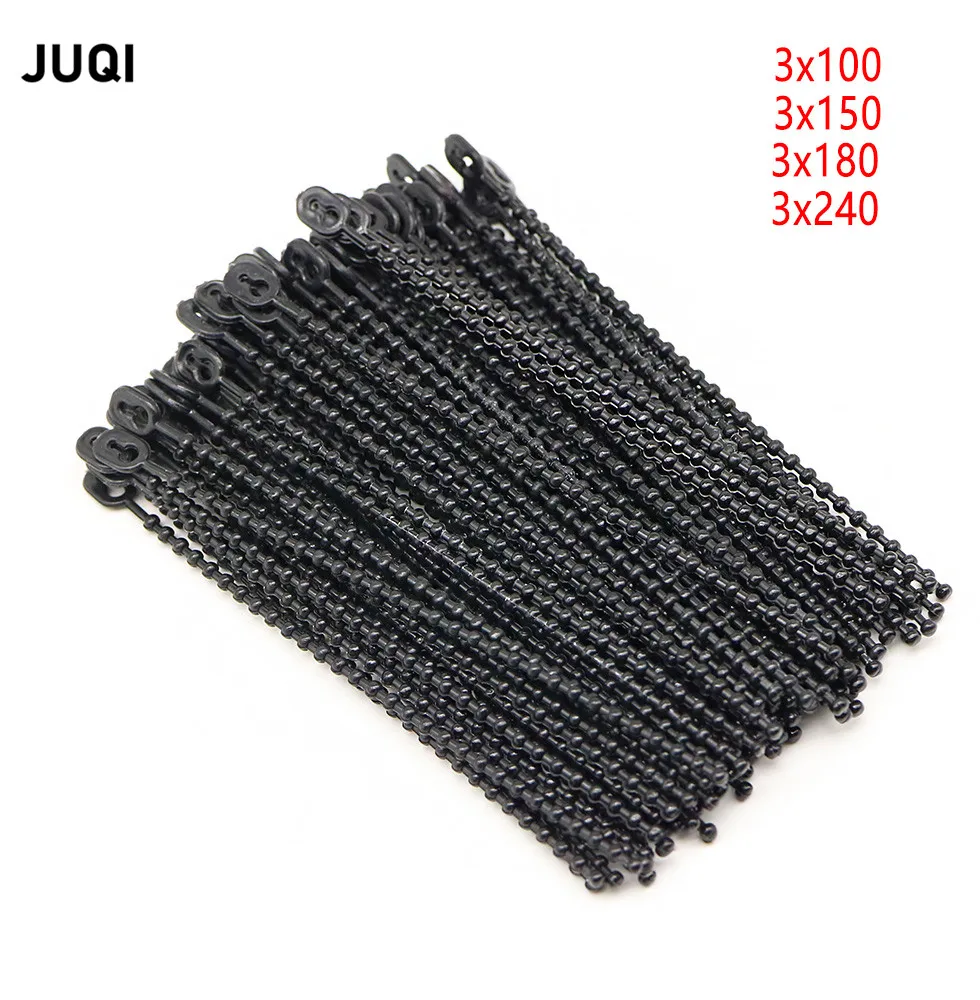 100PCS bead nylon strap can be reused and can be loosened to fix the strap. Black round bead nylon strap 3x100mm 3X150MM 3x180mm