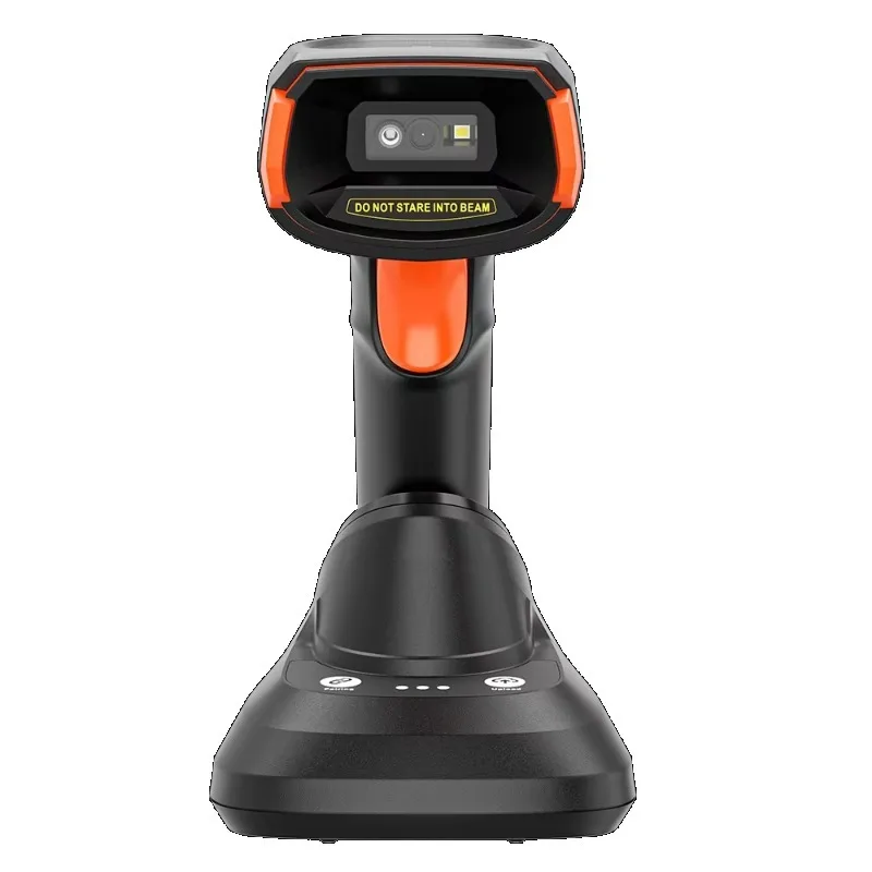 Powerful Handheld 2D QR OCR Wireless Cordless Barcode Scanner with USB Auto Scan and Charge Cradle