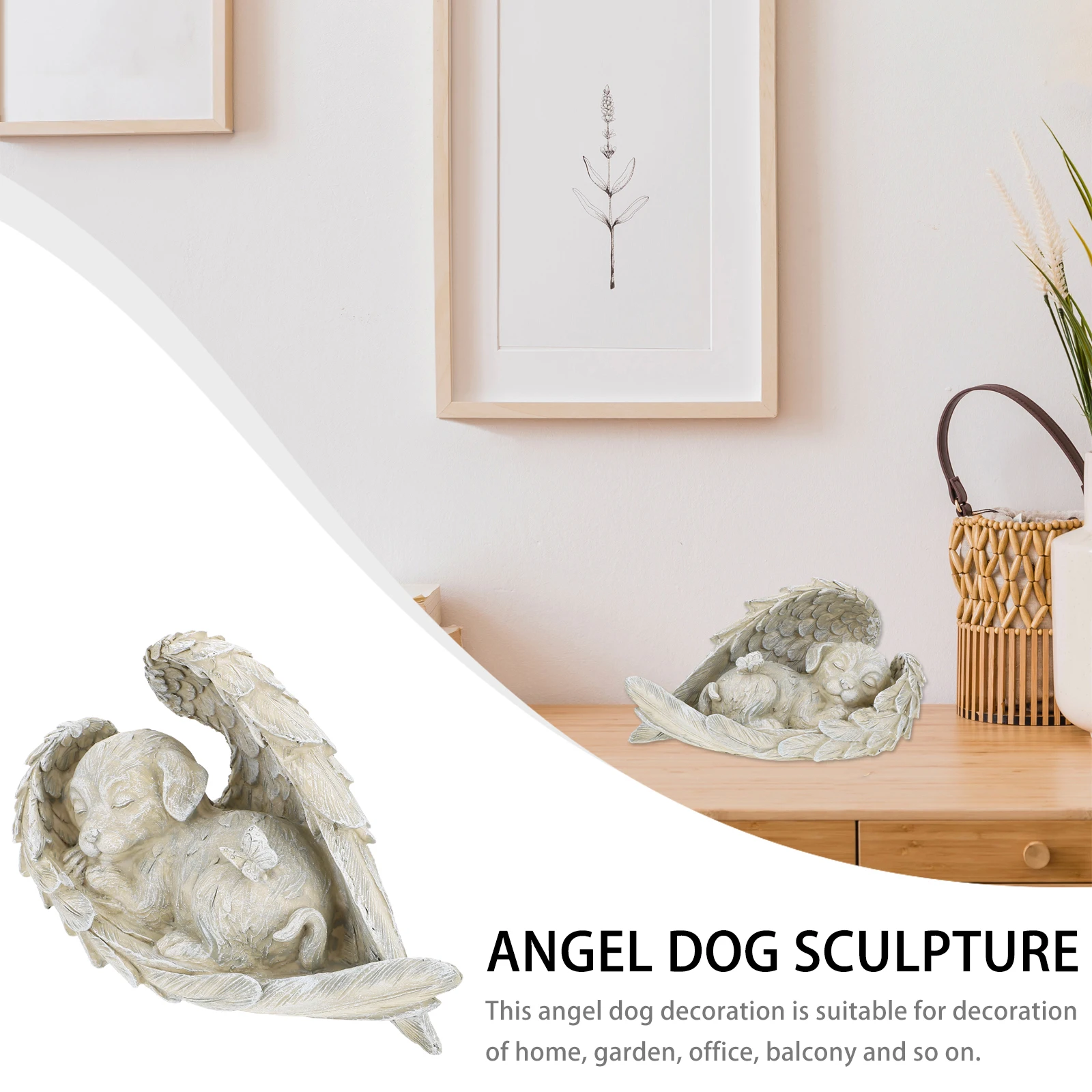 

Angel Outdoor Garden Decoration Resin Wings Dog Sculpture Home Patio Courtyard Decoration Simulation Angel Dog Statue